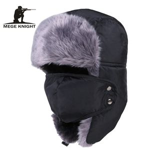 Cycling Caps Masks MEGE KNIGHT Brand Russian Bomber Hats Warm Winter Men and Women Unisex Earmuffs Cap With Mask Thick CamoCap Ear Riding 231216