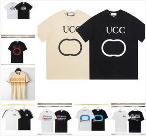 Дизайнерские мужские футболки черно-белого цвета с алфавитом Роскошный бренд Crewneck с коротким рукавом Пара Мягкая уличная одежда из 100% хлопка Street Hip Hop plus 3XL # 98