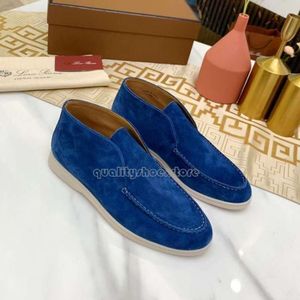 Designer de luxo lp mocassins sapatos abertos caminhada camurça loro pianos sapatos botas de tornozelo moda feminina deslizamento em homens andando apartamentos bota curta 837