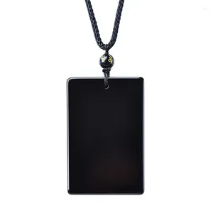 Pendant Necklaces Wholesale Black Natural Obsidian Stone Brand Pendants Lucky Amulet Sweater Chain Necklace For Women Men Energy Crystal