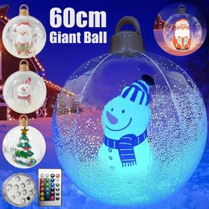 Decorações de Natal 60cm Ao Ar Livre Inflável Decorado Bola PVC Gigante Grande Bolas Grandes Brinquedo de Árvore de Natal com Ornamento de Luz 231216