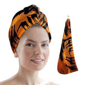 Handtuch Giraffe Big Tree Dämmerung Frauen Erwachsene Absorbent schnelle Dusche Langhaarkappe Mikrofaserkopf