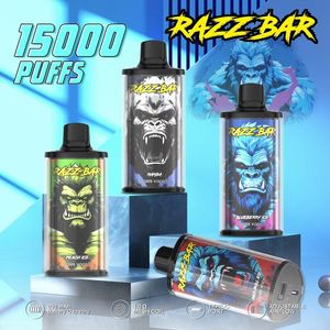 Original recarregável RAZZ BAR 15000 PUFFS Bobina de malha descartável vape pod caneta E kits de cigarro 15K puffs 650mah bateria 12 sabores Entrega mais rápida armazém da ue