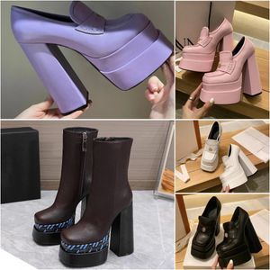 Mode Intrico Boots Designer Women Aevitas Single Leather Platform Boots Luxury Chunky Heel High Heels Shoes Storlek 35-41