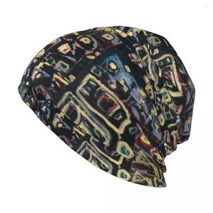 BERETS ABSTRACT SHAPES BY LINDA M. KNIT HAT UV Protection Solar Sonap Back Cosplay Women's Beach Men's