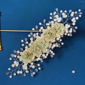 Haarspangen, elegante Braut-Imitationsperlen, Kopfbedeckung, Band, Braut, Hochzeit, Blumen-Stirnband, süßer romantischer Schmuck für Frauen und Mädchen