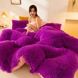 Bedding sets Super Soft Sheep Wool Quilt Winter Thickened Comforter Warmth Cotton single Sided Long Hair King Queen Full Size Blankets 231216