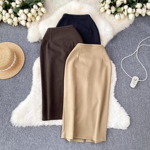 Saias outono longskirts para mulheres 2023 bainha cintura alta mulheres maxi saia feminina moda coreana casual todo-poderoso gota