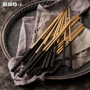 Chopsticks Stainless Steel Chop stick Black Gold Korean Chopsticks Metal Chopstick Sushi Japan Dinnerware Restaurant Flatware 2/5/10pairs 231216