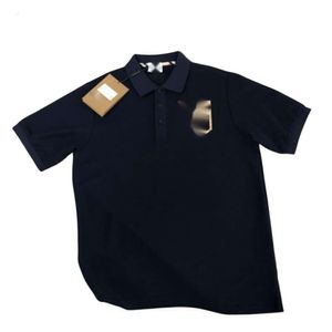 Burrberry t-shirt designers mode man original sommar ny stil b mäns korta ärm polo skjorta med broderad lapp lapel t-shirt