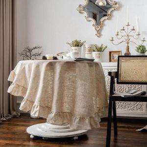 Toalha de mesa redonda de linho, folha de lótus, simples, jantar, café, saia, casa, cozinha, móveis, doilies
