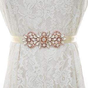 Belts JLZXSY Vintage Crystal Pearl Bridal Sashes For Bride Bridesmaids Dresses Rose Gold Rhinestone Wedding Dress