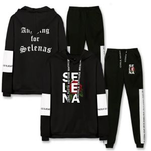 Singer Selena Quintanilla 2 Pieces Sets Tracksuit Men Hooded Sweatshirt+sweatpants Sportwear Suit Ropa Hombre Casual Men Clothes