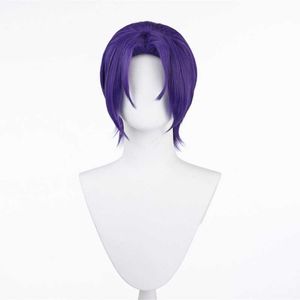 Cosplay Peruki Blue więzienie Royal Shadow Lingwang Cos Fashion Fashion Purple Split Krótki anime Fryzura Fałszę