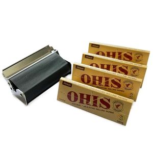 1 conjunto, novo conjunto de cigarros manuais domésticos, conjunto de cigarros de metal de 78 mm com 4 livretos Papel de rolamento marrom translúcido de 78 mm e máquina de rolamento