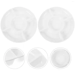 Dinnerware Sets 2pcs Melamine Five- Grid Design Divided Serving Dishes Tray Bowls For Chips And Dip Fruit Veggies Candy