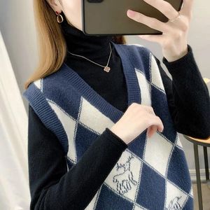 Kadın Sweaters Korejepo 2023 Yelek Şık Örgü Bahar V-Yastık Stil Top Çeşitli Eğlence Basitlik Gevşek Elmas İplik Gömlekleri