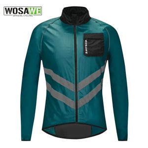 Cykeljackor Wosawe Windproof Cycling Jacket Bike Jersey Outdoor Sport Cycling Windbreaker Rainproof Reflective Bike Clothing Navy Blue 231216