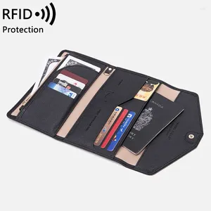 Plånböcker läder multi-kort plånbok multifunktionell passpås bärbar flygplan biljettskyddsficka påse