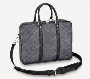 10A Voyage Briefs Hot Brand Men Axel portfölj äkta läderdesignväskor Handväska Business Men Laptop Bag Messenger Bag präglad Grid M41478