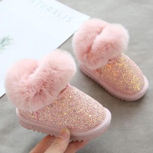 Boots Sparkly Ankle For Born Baby Girls Winter Plush Warm Snow Infant Toddlers Glitter Party Princess Shoes Christmas