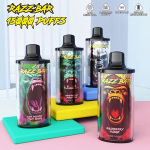 Armazém da UE Original recarregável RAZZ BAR 15000Puffs Bobina de malha descartável vape pod caneta E kits de cigarro 15K puffs 650mah bateria pré-preenchida 12 sabores