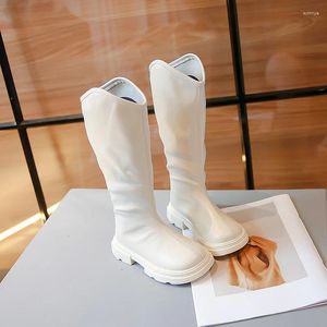 Botas meninas estilo coreano crianças alta 2024 outono e inverno moda crianças tamanho cavaleiro antiderrapante elegante princesa sapatos