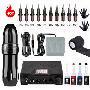 Complete Tattoo Machine Kits Tattoo Power Supply Rotary Pen With Cartridge Needles Permanent Makeup Machine For Tattoo Body Art