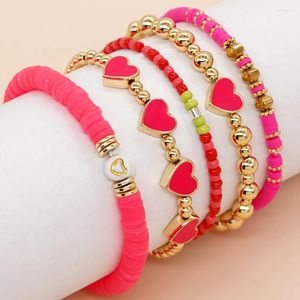 Link Bracelets Go2boho Fashion Pink Sets 5 Pieces Handmade Boho Trendy 2024 Hawaii Luck Jewelry Warm Friend Gift For Women Men