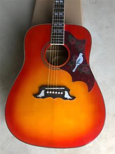 Solid Spurce Top 41 Zoll Taube Akustikgitarre natürliche Farbe Schwarzer Kirschrot CS Rosewood Fingerboard Hochwertiger Custom Shop 2588