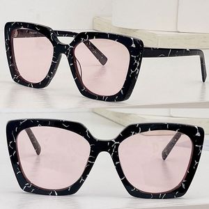 Berömda varumärken Solglasögon Male Designer Brand, Mens Womens New Acetate Fiber Black and White Frame Pink Lenses Driving Solglasögon med Box SPR23ZS