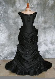 Gothic Black Victorian Wedding Dress Beaded Ruched Satin Long Vampire Ball Masquerade Halloween Bridal Dress Steampunk Corset Goth 19th century Women Formal Gown