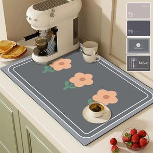 Tapetes de mesa de cozinha tapete absorvente de água para secar pratos antiderrapante casa deraction mesas de café decoração tapetes de borracha