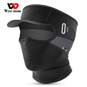 Cycling Caps Masks WEST BIKING Summer Cycling Sun Hat Full Face UV Protection Mask Motorcycle Ice Silk Balaclava Fishing Cooling Sport Gear 231216