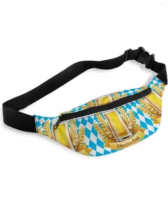 Bel Çantaları Oktoberfest Buğday Bira Ekose Kadınlar Seyahat Omuz Crossbody Göğüs Su Geçirmez Fanny Pack