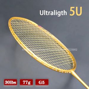 Raquetes de badminton profissional carbono 5u raquete de badminton saco com corda tipo ofensivo raquetes raquette ultraleve grip padel raqueta amarrado 231216