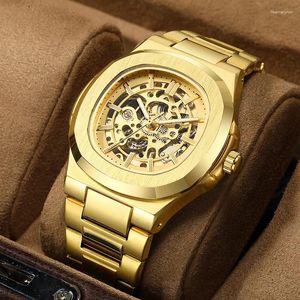 Wristwatches Hollow Out Men's Mechanical Wrist Watches Skeleton Design Luxury Full Automatic Man Watch Relogio