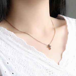 Kleine Kinder Jungen Mädchen Silber Farbe Kreuz Charm Anhänger Halskette für Mädchen Geschenk 14K Gold Roségold Modeschmuck