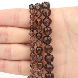 Loose Gemstones Natural Smoky Quartz Faceted Crafts Round Gems Beads For Jewelry Making Diy Bracelet 6mm 8mm 10mm Wholesale 15inch