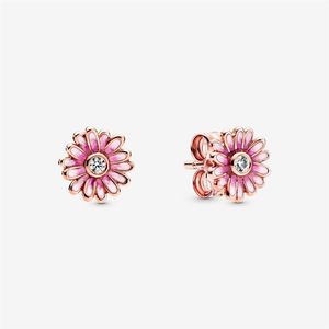Nuovo arrivo autentico argento sterling 925 rosa margherita fiore orecchini orecchini moda orecchini accessori di gioielli per le donne Gift284N