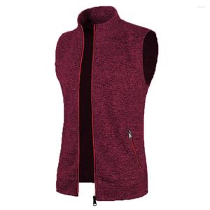 Men's Vests Mens Tops Waistcoat Daily Fleece Hiking Jacket Vest Knitted Pocket Polyester Regular Retro Sleeveless Comfy