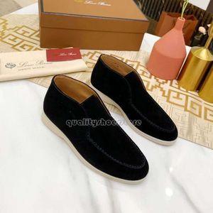 Melhor venda designer de luxo lp mocassins sapatos loro caminhada aberta camurça pianos sapatos botas de tornozelo moda feminina deslizamento em homens andando apartamentos bota curta 946