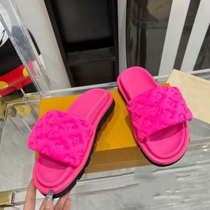 Spot Goods Pool Designer Pillow Sandals Couples Slippers Men Women Summer Flat Shoes Fashion Beach Slides With Sexy Black Snug