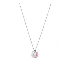 Tiffanyes Necklace Designer Jewelry Women Original Quality Pendant Necklaces Pendant Necklaces Sterling Silver Double Heart Charm Drop Love Necklace
