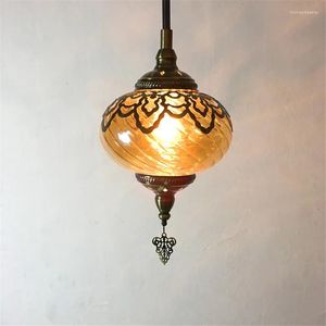 Pendant Lamps Mediterranean Middle East Brown Tank Lights Retro Bathroom Restaurant El Handmade Glass Bedroom E14 Fixtures