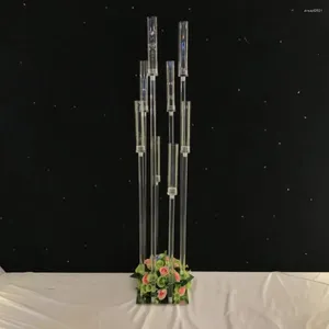 Portacandele 10 pezzi in acrilico a 8 teste, candelabri alti trasparenti, candeliere, decorazione per matrimoni, centrotavola, supporto per fiori