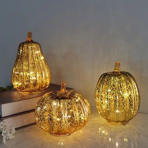 Juldekorationer batteridriven Halloween Pumpkin Lantern Glass Pumpkin Light Halloween Party Decoration LED Pumpkin Lamp Home Table Ornaments 231216