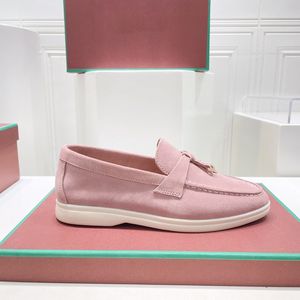 L P Flat sanded leather candy color loafers luxury designer new 2024 British slip-on mens shoes womens shoes couple shoes sizes 35-45 +box