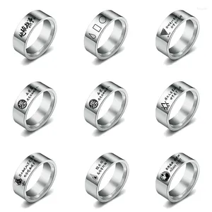Cluster Rings The Three Body Problem Fashion Symbol Pattern Stainless Steel Slivery Single Ring Finger Jewelry Size 7-12