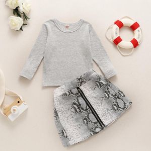 Kläder sätter 2st Girl's Summer Half kjol Set Children's Package Hip Fishtail långärmad t -shirt Två bit